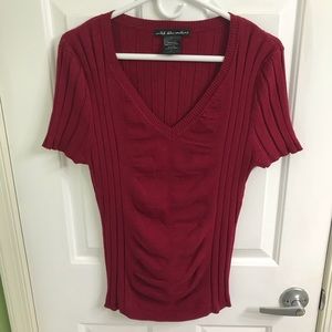 Cranberry colored v-neck sweater size large